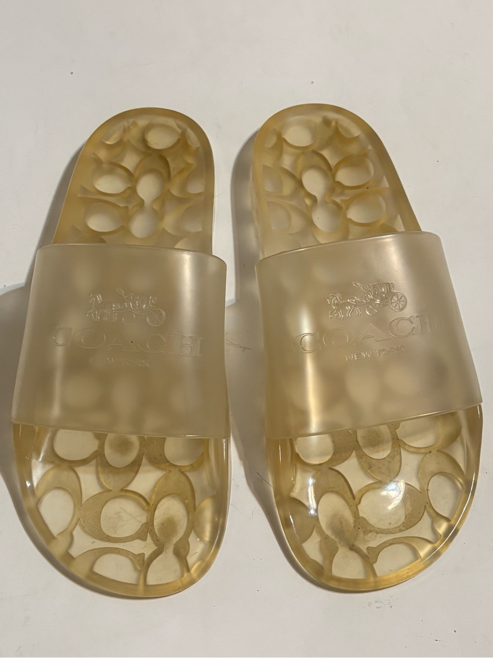 COACH Transparent Jelly Slide Sandals in Pale Gold